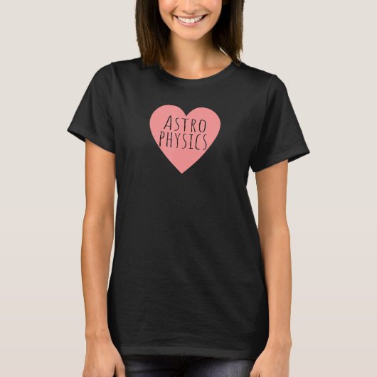 ピンクハート天文学的勉強科学者I Love Ast Tシャツ (正面)