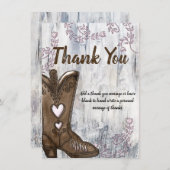 ピンクハート女性のカーボーイブーツブライダルシャワーありがとう 招待状 (正面/裏面)