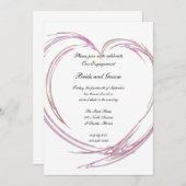ピンクハート婚約パーティ 招待状 (正面/裏面)