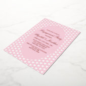 ピンクハート婚約パーティ 箔招待状 (回転した状態)