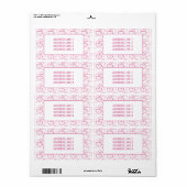 ピンクハート形状パターンカスタム文字 ラベル (フルシート)