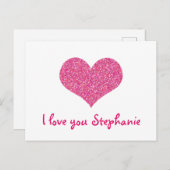 ピンクハート愛するガーリーお名前 ポストカード (正面/裏面)