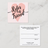 ピンクハート手書きスクリプト書道紹介 紹介カード (正面/裏面)