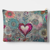 ピンクハート抽象芸術ジッパー付きパウチ アクセサリーポーチ (裏面)