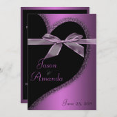 ピンクハート招待状（弓） 招待状 (正面/裏面)