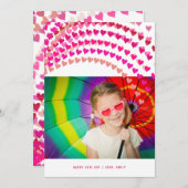 ピンクハート振りかけるバレンタインデーの写真カード シーズンカード (正面/裏面)