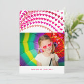 ピンクハート振りかけるバレンタインデーの写真カード シーズンカード (スタンド正面)