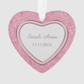 ピンクハート旋回ベビー初めてのクリスマス オーナメント (裏面)