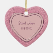 ピンクハート旋回ベビー初めてのクリスマス セラミックオーナメント (裏面)