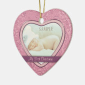ピンクハート旋回ベビー初めてのクリスマス セラミックオーナメント (左)