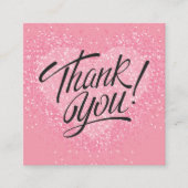 ピンクハート書道割引ありがとう スクエア名刺 (正面)