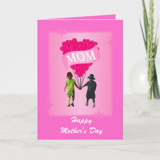 ピンクハート母の日 カード (正面)