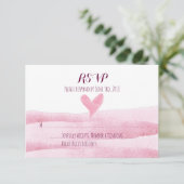 ピンクハート水彩結婚式RSVPカード 出欠カード (スタンド正面)