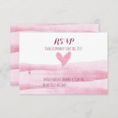ピンクハート水彩結婚式RSVPカード 出欠カード (正面/裏面)