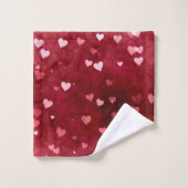 ピンクハート水彩背景 バスタオルセット (ウォッシュタオル)