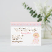 ピンクハート漫画ベビーガール誕生のお知らせ 案内状 (スタンド正面)