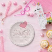 ピンクハート甘い16バルーン ペーパープレート (パーティー)