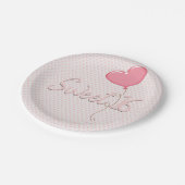 ピンクハート甘い16バルーン ペーパープレート (アングル)