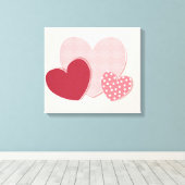 ピンクハート紙シール キャンバスプリント (インサイチュ (ウッドフロア))