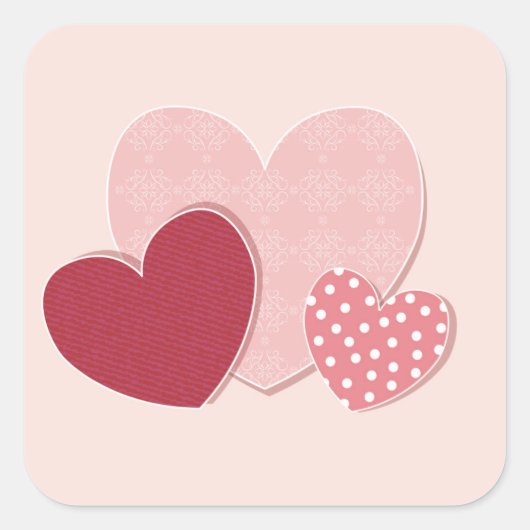 ピンクハート紙シール スクエアシール (正面)