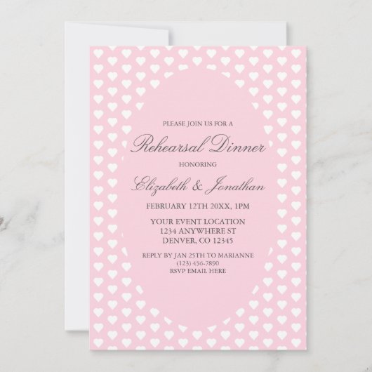 ピンクハート結婚ズのリハーサルディナー 招待状 (正面)