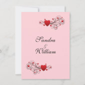 ピンクハート結婚式招待状 招待状 (裏面)