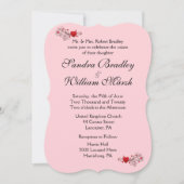ピンクハート結婚式招待状 招待状 (正面)