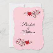 ピンクハート結婚式招待状 招待状 (裏面)