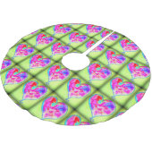 ピンクハート緑 ブラッシュドポリエステルツリースカート (アングル)