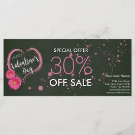 ピンクハート花バレンタインデー割引カード