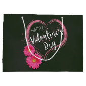 ピンクハート花バレンタインデー大抱き枕 ラージペーパーバッグ (裏面)