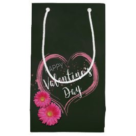 ピンクハート花バレンタインデー小抱き枕 スモールペーパーバッグ