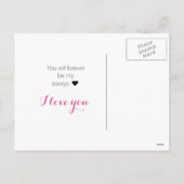 ピンクハート花バレンタインデー シーズンポストカード (裏面)