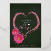 ピンクハート花バレンタインデー 箔シーズンカード (裏面)