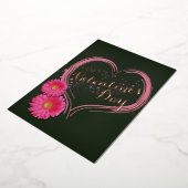 ピンクハート花バレンタインデー 箔シーズンカード (回転した状態)