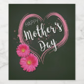 ピンクハート花母の日ワインボトルラベル ワインラベル (シングルラベル)