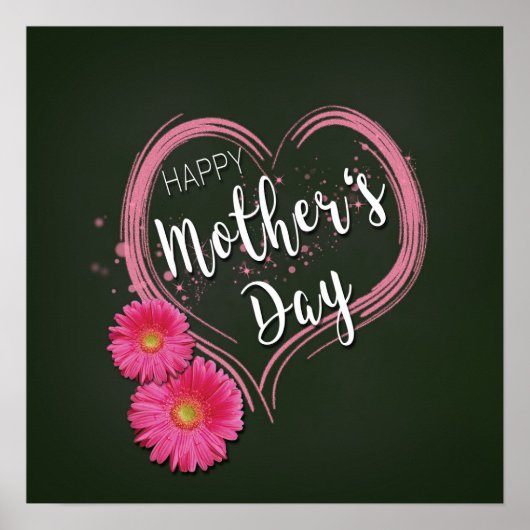ピンクハート花母の日 – ポスタープリント ポスター (正面)
