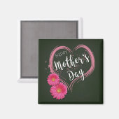 ピンクハート花母の日 – マグネット (正面/裏面)