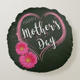 ピンクハート花母の日 – 丸い枕 ラウンドクッション