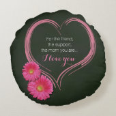 ピンクハート花母の日 – 丸い枕 ラウンドクッション (裏面)