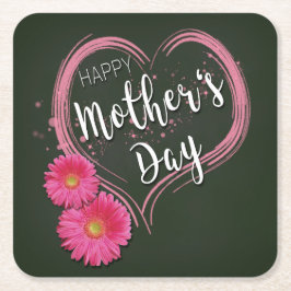 ピンクハート花母の日 – 紙コースター