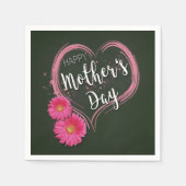 ピンクハート花母の日 – 紙ナプキン スタンダードカクテルナプキン (正面)