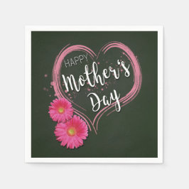 ピンクハート花母の日 – 紙ナプキン スタンダードカクテルナプキン