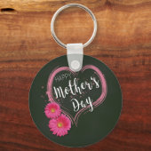 ピンクハート花母の日 – Keychain キーホルダー (正面)