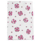 ピンクハート花花びら ミディアムペーパーバッグ (正面)