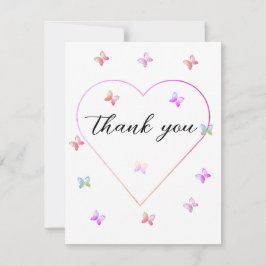 ピンクハート蝶ガールベビーシャワー サンキューカード