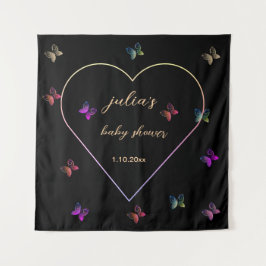 ピンクハート蝶ガールベビーシャワー タペストリー