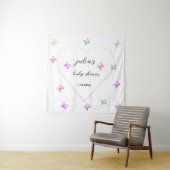 ピンクハート蝶ガールベビーシャワー タペストリー (インサイチュ)