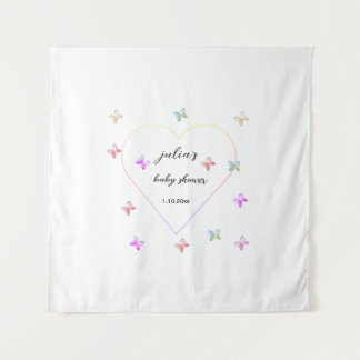 ピンクハート蝶ガールベビーシャワー タペストリー