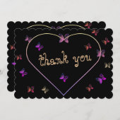 ピンクハート蝶誕生日サンキューカード (正面/裏面)